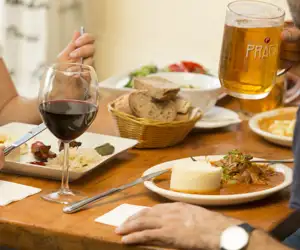 Czech - Hungarian dinner and Pilsner beer at Paprika restaurant in San Francisco